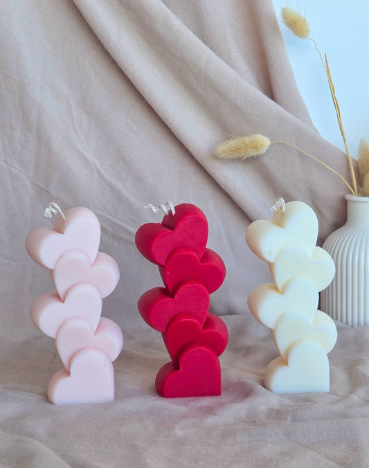 Hearts Pillar Candle